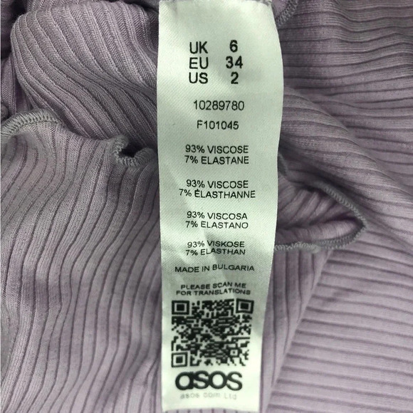 ASOS Design Off the Shoulder Lettuce Edge Top | Lilac | Size 02 - Picture 5 of 6